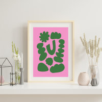 Pink Green Modern Abstract Geometric Shapes Art