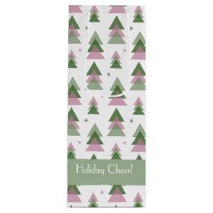 Pink & Green Modern Holiday  Wine Gift Bag