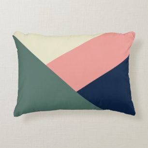 Pink & green modern minimal abstract geometric decorative cushion
