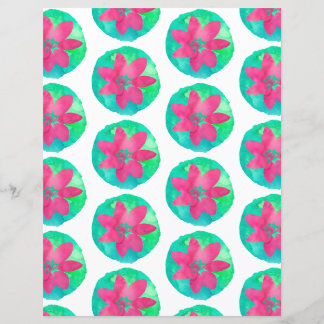 Pink Green Multicolor Tropical Flower Paper