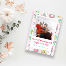 Pink & Green Nutcracker Custom Christmas Photo 