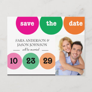 Pink, Green, Orange Circles Save the Date Announcement Postcard
