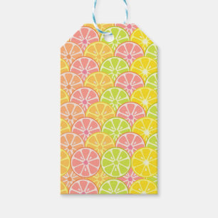 PINK GREEN ORANGE YELLOW FRUIT SLICES GIFT TAGS