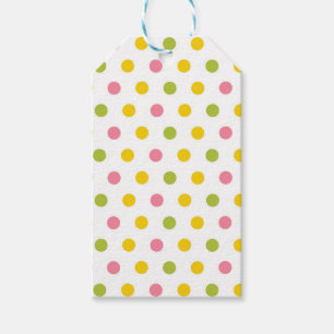 PINK GREEN ORANGE YELLOW POLKA DOTS GIFT TAGS