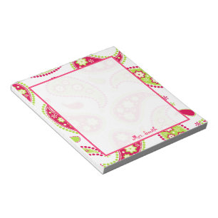 Pink & Green Paisley Personalised Notepad