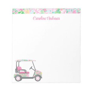 Pink & Green Palm Beach Golf Cart Personalised Notepad