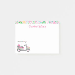 Pink & Green Palm Beach Golf Cart Personalised Post-it Notes