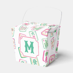 Pink & Green Palm Beach Mahjong Tiles Monogram Favour Box