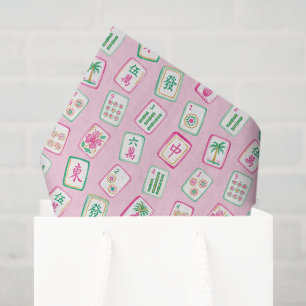 Pink & Green Palm Beach Mahjong Tiles Tissue Paper