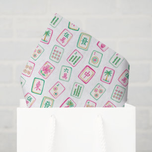 Pink & Green Palm Beach Mahjong Tiles Tissue Paper