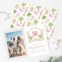 Pink & Green Palm Beach Nutcracker Monogram Crest