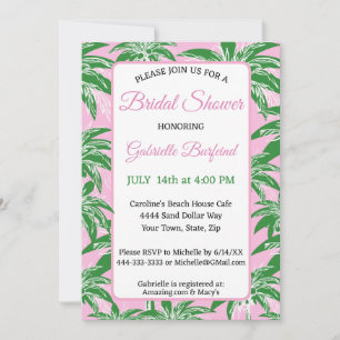 Pink & Green Palm Bridal Shower Invitation   Palm 