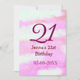 Pink green pastel 21st birthday simple name date g invitation