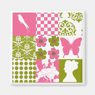Pink & Green Patchwork Magnet