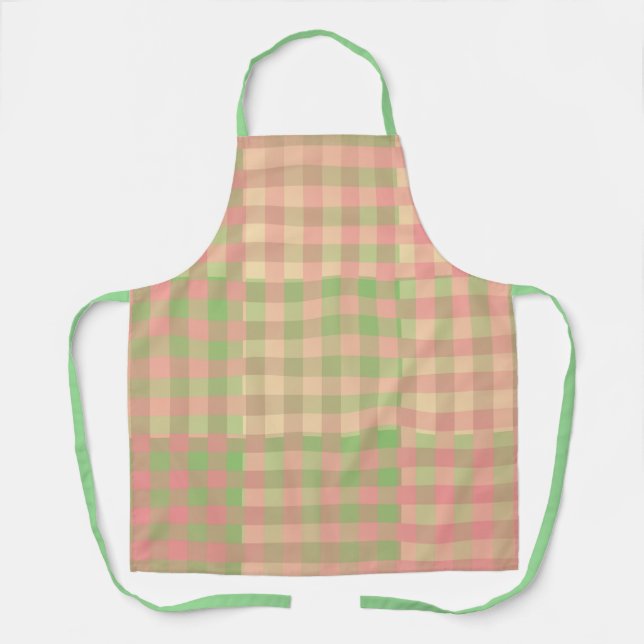 Pink Green Patchwork Pattern Apron (Front)