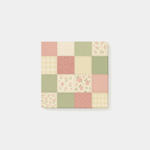 Pink Green Patchwork Quilt Rustic Farmhouse Floral Post-it Notes