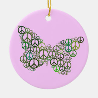 Pink Green Peace Butterfly Ornament