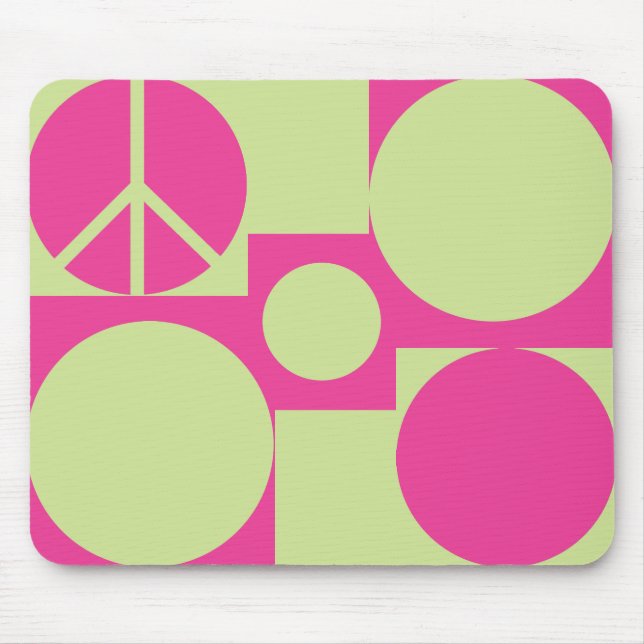 Pink & Green  Peace Dots Mouse Pad (Front)
