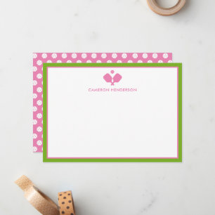Pink Green Personalised Name Fun Pickleball  Card
