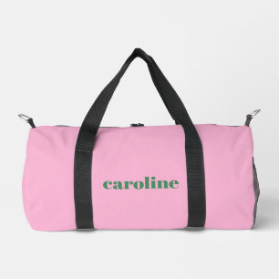 Pink Green Personalised Name Preppy Bridesmaid Duffle Bag