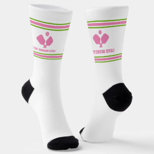 Pink Green Pickleball Paddles Personalised Team Socks