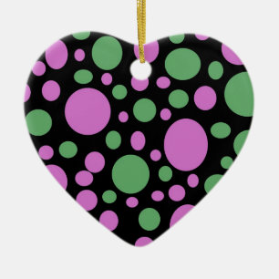 pink green pokka dots ceramic tree decoration