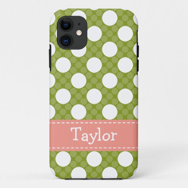 Pink Green Polka Dot Case-Mate iPhone Case (Back)