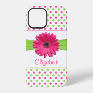 Pink Green Polka Dot Gerber Daisy iPhone Case