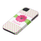 Pink Green Polka Dot Gerbera Daisy