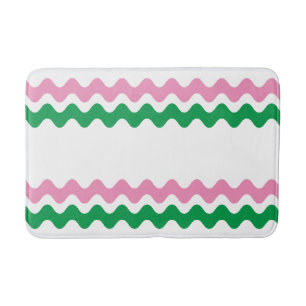 Pink & Green Preppy Ric Rac Stripe Bath Towel Mat