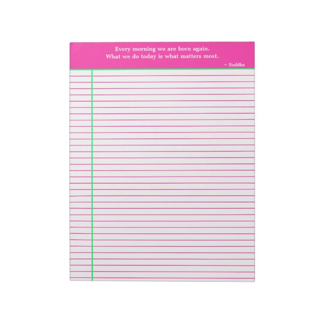 Pink & Green Quotation Personalised  Notepad (Rotated)