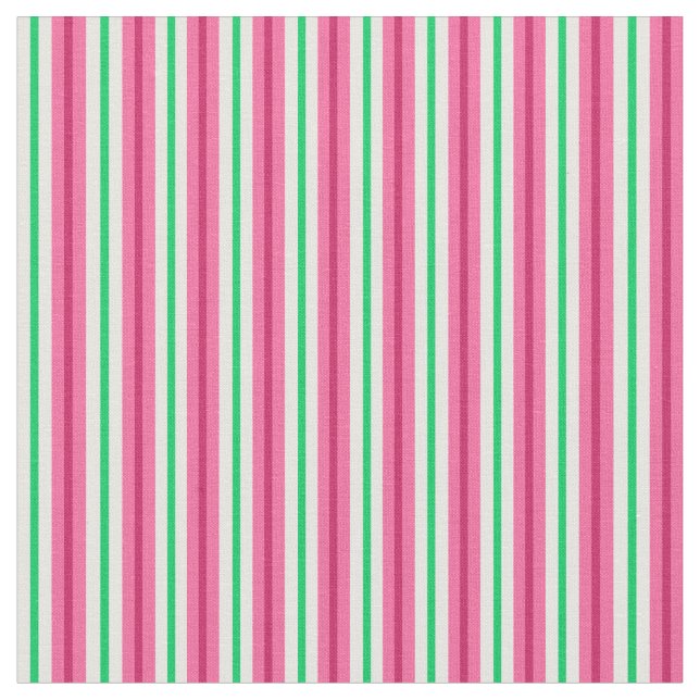 Pink, Green, Red and Green Striped Fabric (Close Up)
