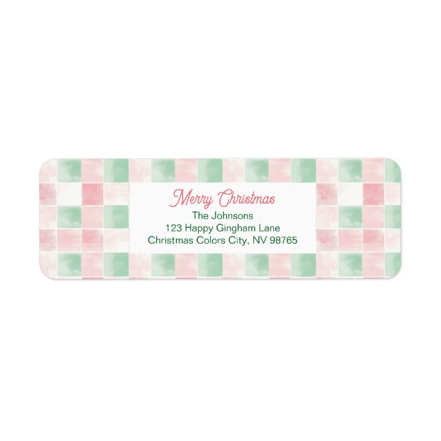 Pink Green Retro Pattern Christmas Return Address Label (Front)