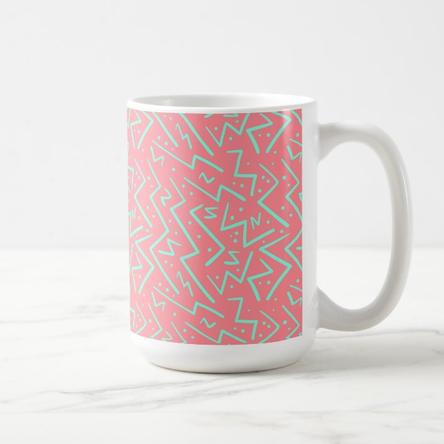 Pink & Green Retro Psychedelic Design Coffee Mug (Right)