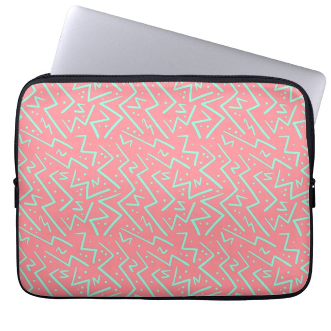 Pink & Green Retro Psychedelic Design Laptop Sleeve (Front)