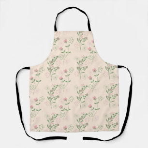 Pink Green Retro Y2K 70s Flower Pattern Apron