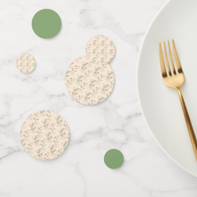 Pink Green Retro Y2K 70s Flower Pattern Confetti (Group)