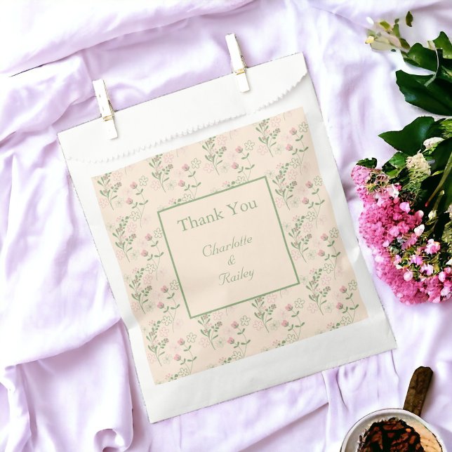 Pink Green Retro Y2K 70s Flower Pattern Favour Bag (Zazzle Pink Green Retro Y2K 70s Flower Pattern Favor Bag)