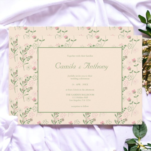 Pink Green Retro Y2K 70s Flower Pattern Invitation (Zazzle Pink Green Retro Y2K 70s Flower Pattern Invitation)