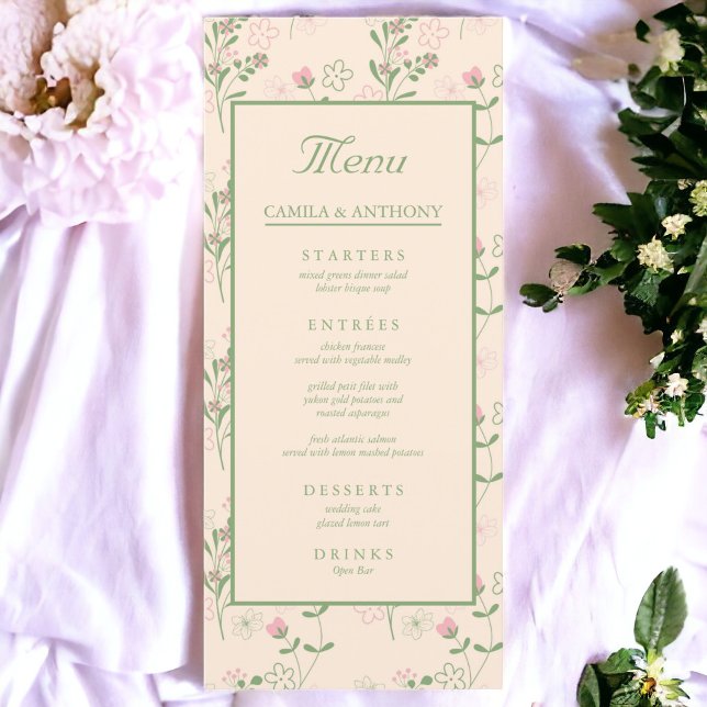 Pink Green Retro Y2K 70s Flower Pattern Menu (Zazzle Pink Green Retro Y2K 70s Flower Pattern Menu)