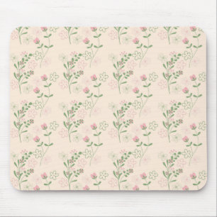 Pink Green Retro Y2K 70s Flower Pattern Mouse Pad