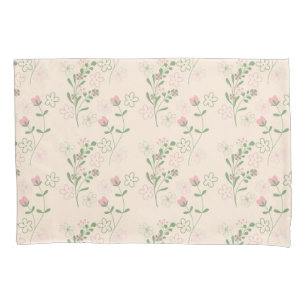Pink Green Retro Y2K 70s Flower Pattern Pillowcase