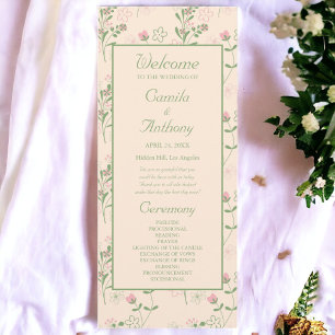 Pink Green Retro Y2K 70s Flower Pattern Program