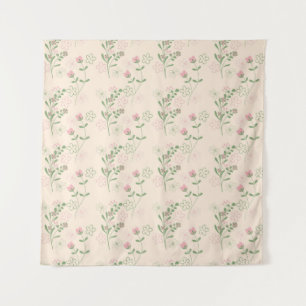 Pink Green Retro Y2K 70s Flower Pattern Tapestry