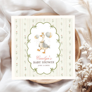 Pink Green Silly Goose Baby Shower Napkin