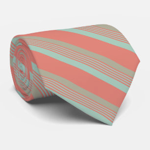 Pink Green Silver Striped   Tie