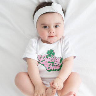 Pink Green St. Patrick's Day Lucky One Baby  Bodysuit