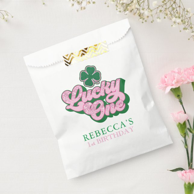Pink Green St. Patrick's Lucky One First Birthday Favour Bag (Sealed)