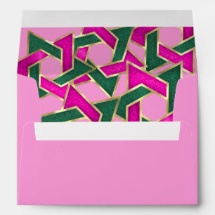 Pink Green Star of David Gold Envelope