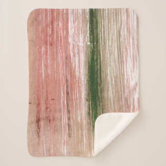 Pink green striped abstract painting art sherpa blanket